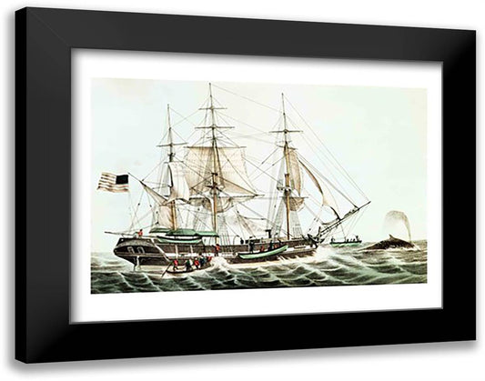 American Whaler 28x22 Black Modern Wood Framed Art Print Poster