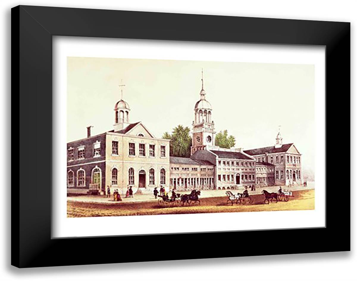 Independence Hall, Philadelphia, 1776 28x22 Black Modern Wood Framed Art Print Poster