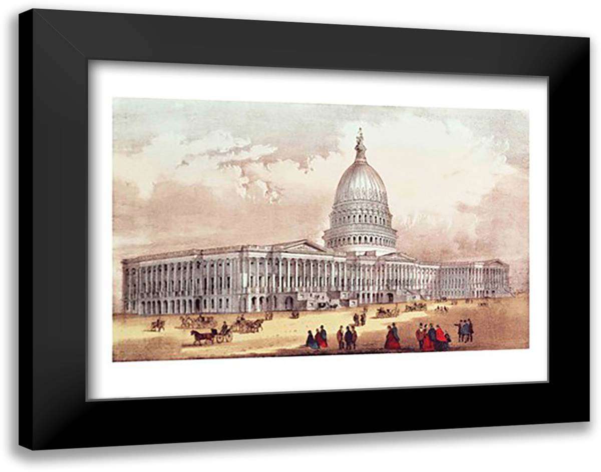 United States Capitol, Washington D.C. 28x22 Black Modern Wood Framed Art Print Poster