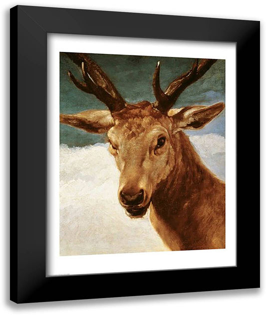 Head of a Stag, 1634 22x28 Black Modern Wood Framed Art Print Poster by Velazquez, Diego