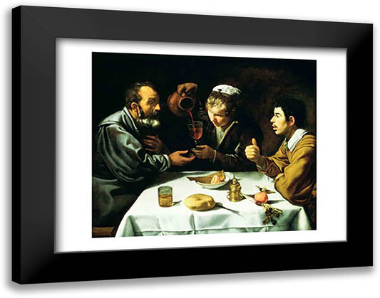 The Lunch, 1620 28x22 Black Modern Wood Framed Art Print Poster by Velazquez, Diego