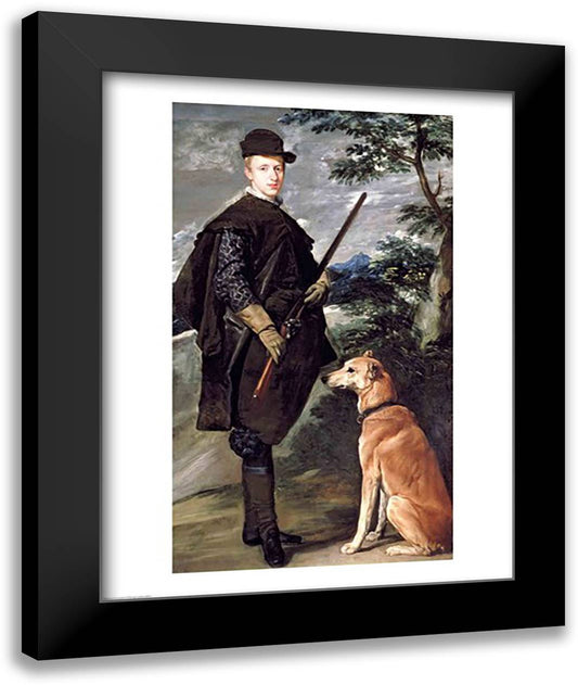 Portrait of Cardinal Infante Ferdinand of Austria with Gun and Dog, 1632 22x28 Black Modern Wood Framed Art Print Poster by Velazquez, Diego