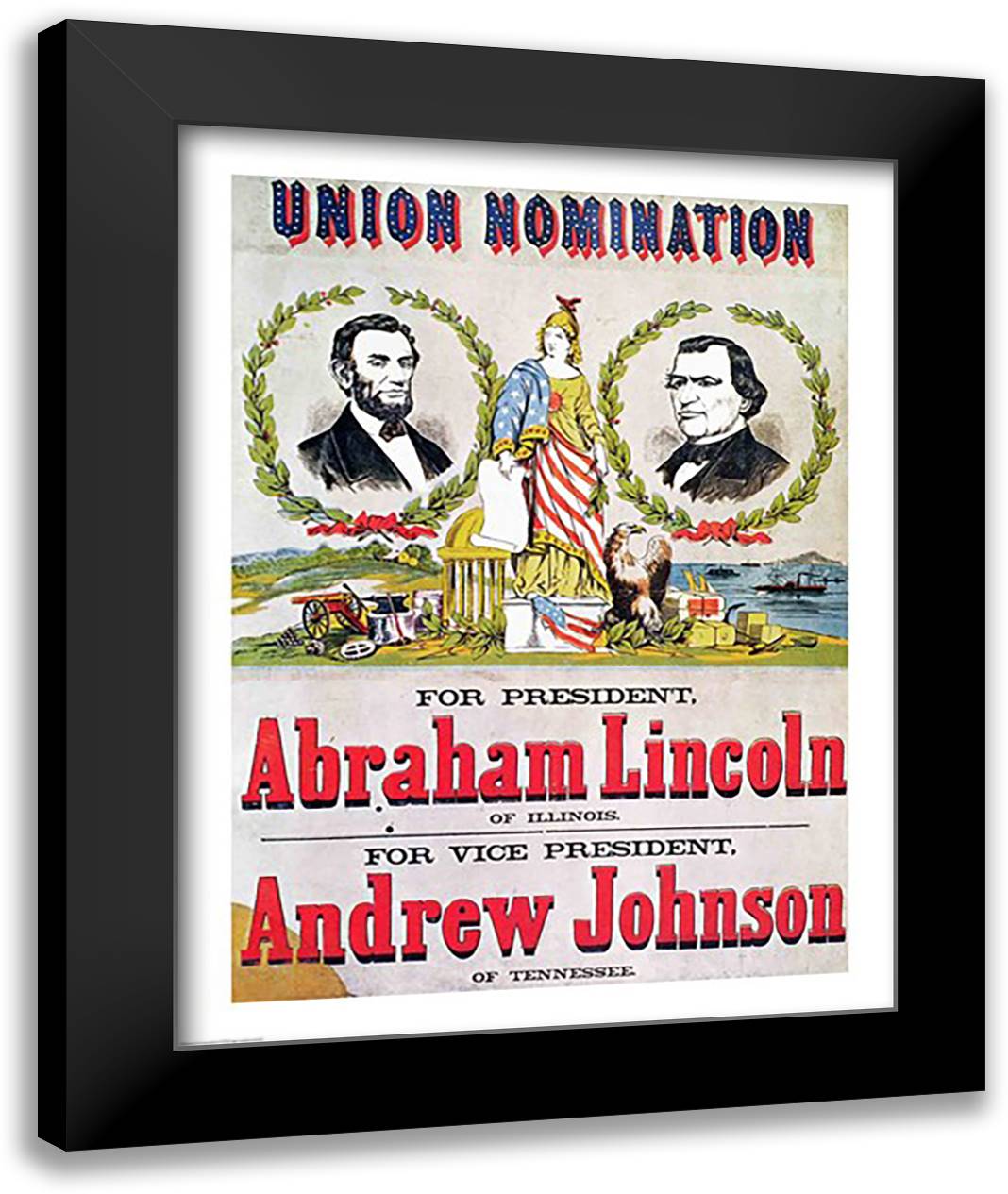 Electoral campaign poster for the Union nomination with Abraham Lincoln 22x28 Black Modern Wood Framed Art Print Poster