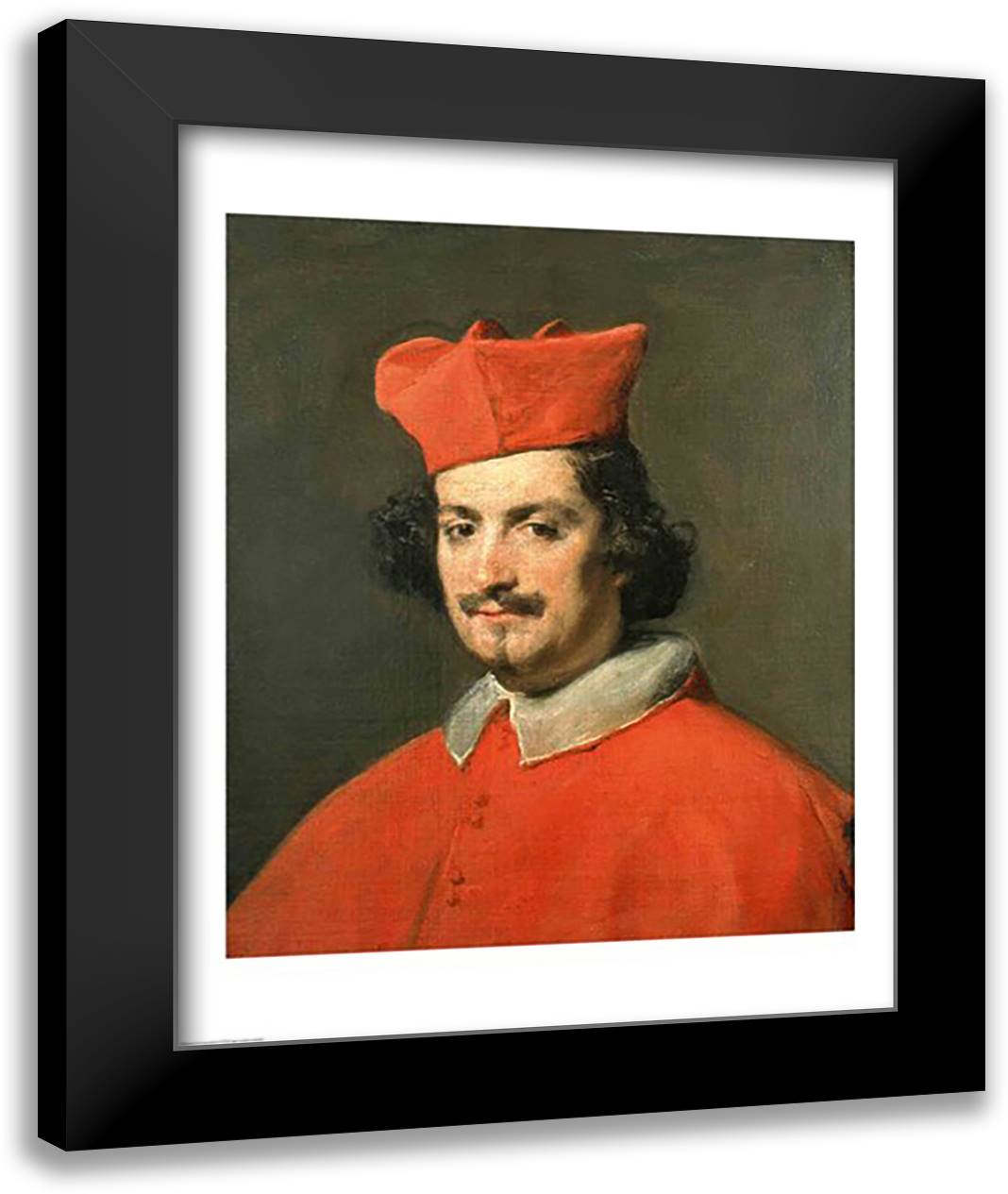 Portrait of Cardinal Camillo Astali Pamphili, 1650 22x28 Black Modern Wood Framed Art Print Poster by Velazquez, Diego