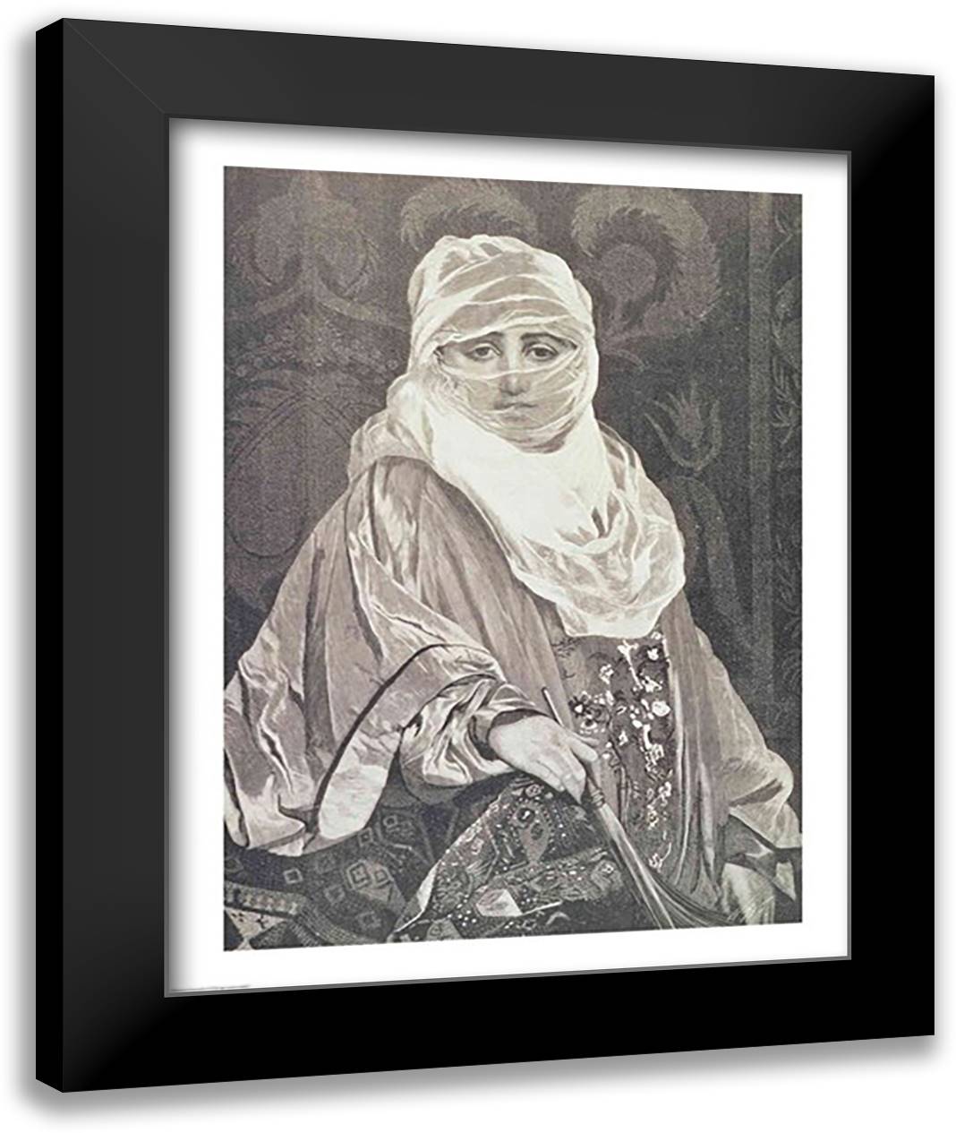 La Favorita'- Woman with a Veil 22x28 Black Modern Wood Framed Art Print Poster by Gerome, Jean Leon
