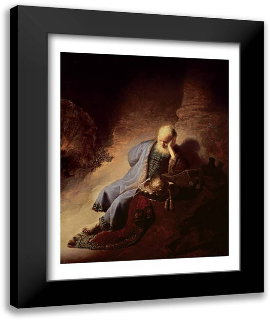 Jeremiah mourning over the Destruction of Jerusalem 22x28 Black Modern Wood Framed Art Print Poster by Rembrandt