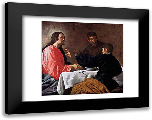 Supper at Emmaus, 1620 28x22 Black Modern Wood Framed Art Print Poster by Velazquez, Diego