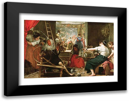 The Spinners 28x22 Black Modern Wood Framed Art Print Poster by Velazquez, Diego
