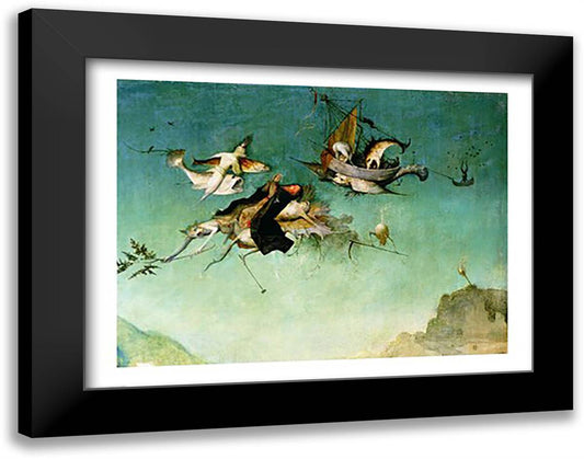 Temptation of St.Anthony, detail of left hand panel 28x22 Black Modern Wood Framed Art Print Poster by Bosch, Hieronymus