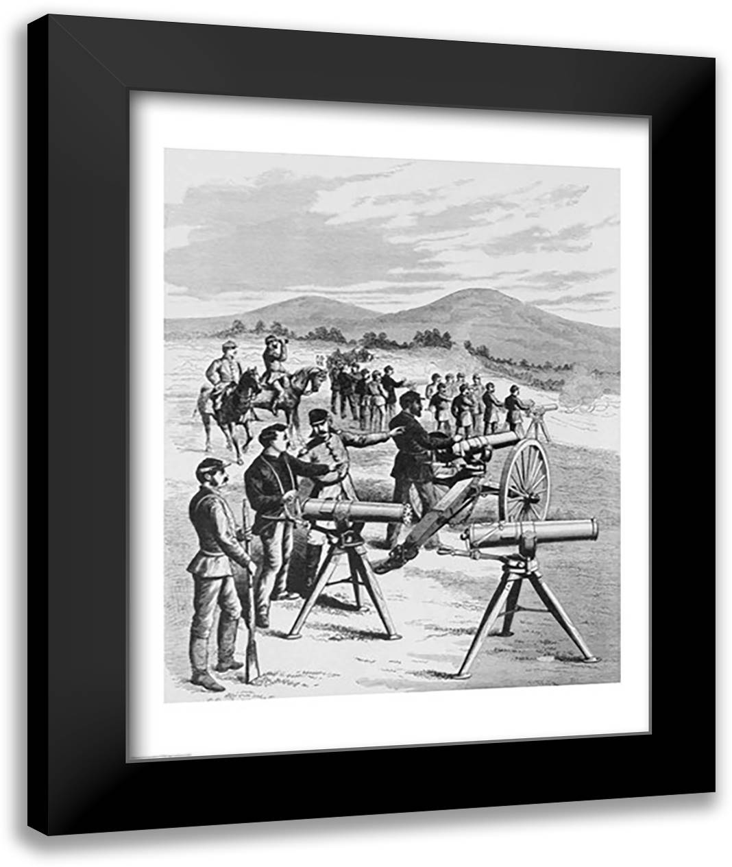 The new model Gatling Gun 22x28 Black Modern Wood Framed Art Print Poster