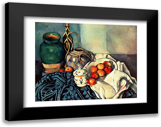 Still Life with Apples 28x22 Black Modern Wood Framed Art Print Poster by Cezanne, Paul