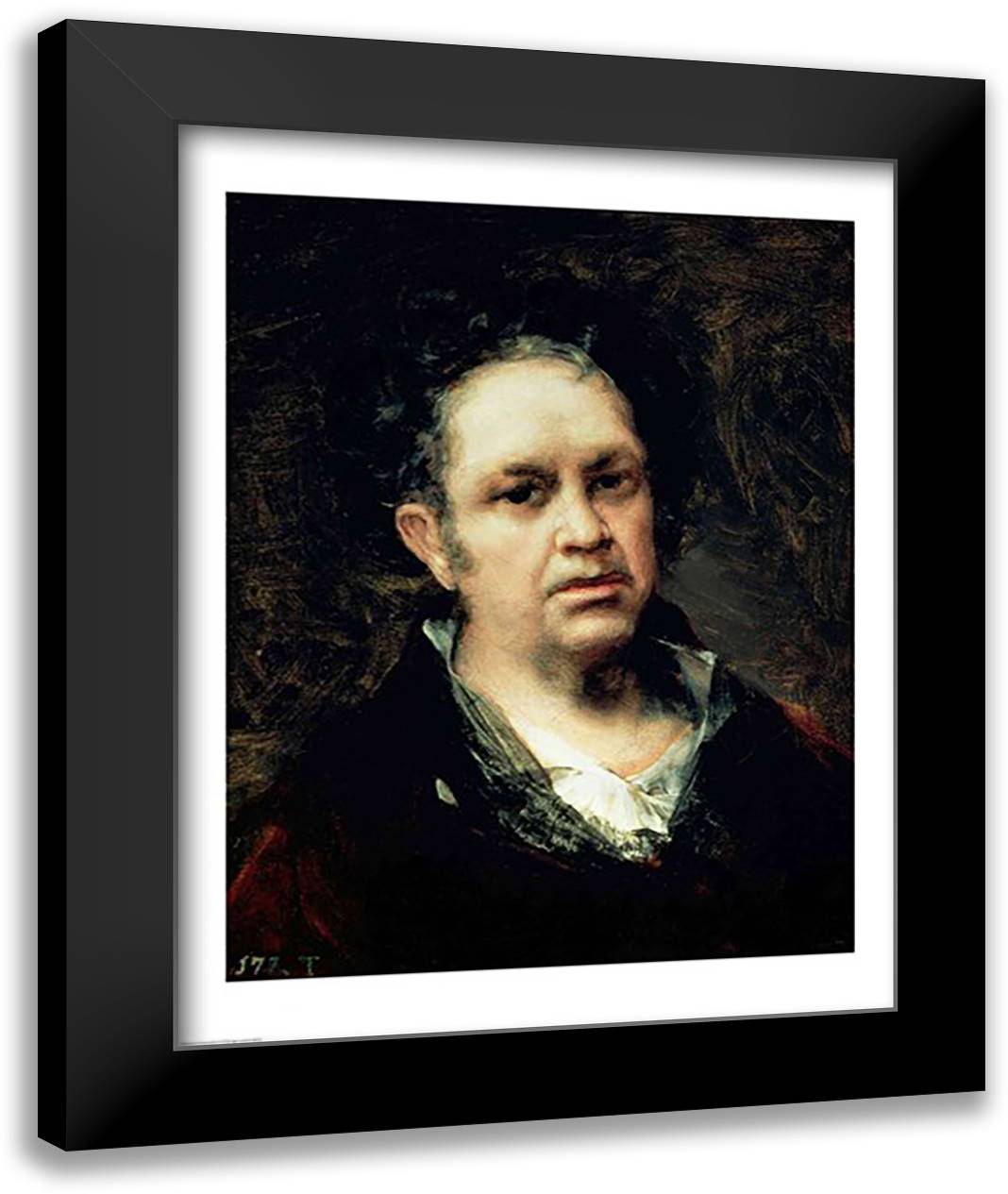 Self Portrait, 1815 22x28 Black Modern Wood Framed Art Print Poster by Goya, Francisco De