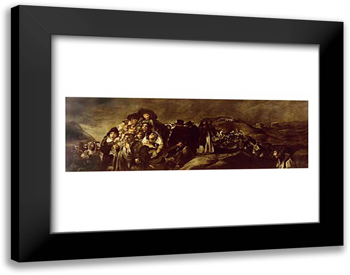 Pilgrimage to San Isidro's Fountain 28x22 Black Modern Wood Framed Art Print Poster by Goya, Francisco De
