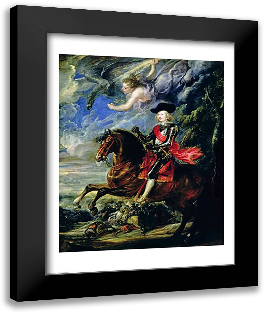 The Cardinal Infante Ferdinand at the Battle of Nordlingen, c.1634 22x28 Black Modern Wood Framed Art Print Poster by Rubens, Peter Paul