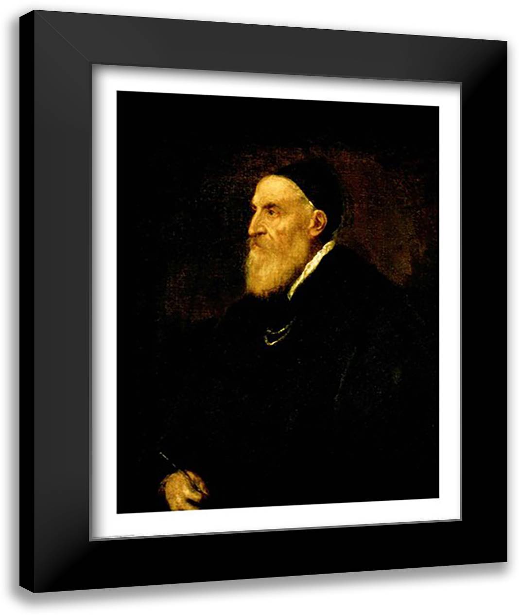 Self Portrait, c.1560 22x28 Black Modern Wood Framed Art Print Poster by Titian