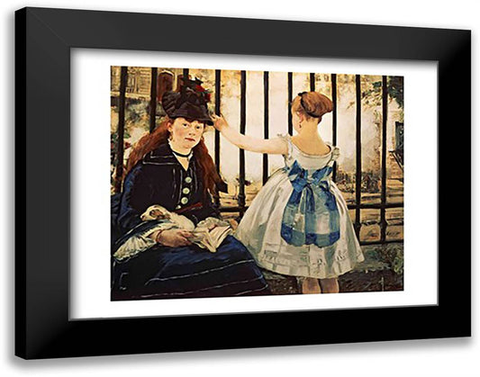 Gare St. Lazare 28x22 Black Modern Wood Framed Art Print Poster by Manet, Edouard