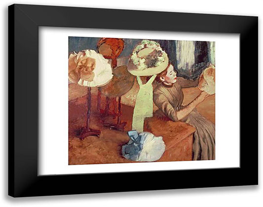 The Millinery Shop 28x22 Black Modern Wood Framed Art Print Poster by Degas, Edgar