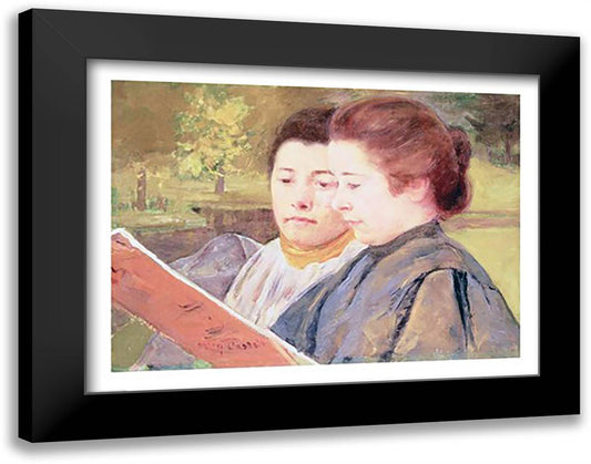 Women Reading 28x22 Black Modern Wood Framed Art Print Poster by Cassatt, Mary