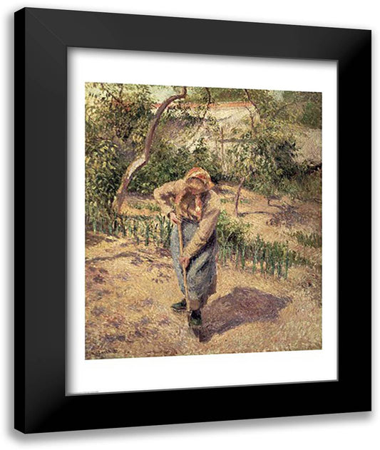 Woman Digging in an Orchard, 1882 22x28 Black Modern Wood Framed Art Print Poster by Pissarro, Camille