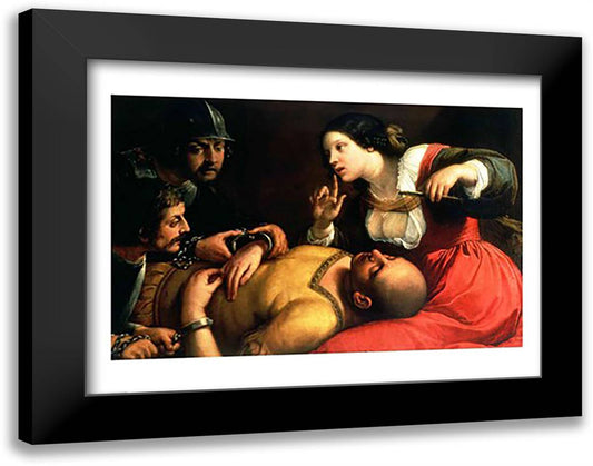 Samson and Delilah 28x22 Black Modern Wood Framed Art Print Poster by Caravaggio