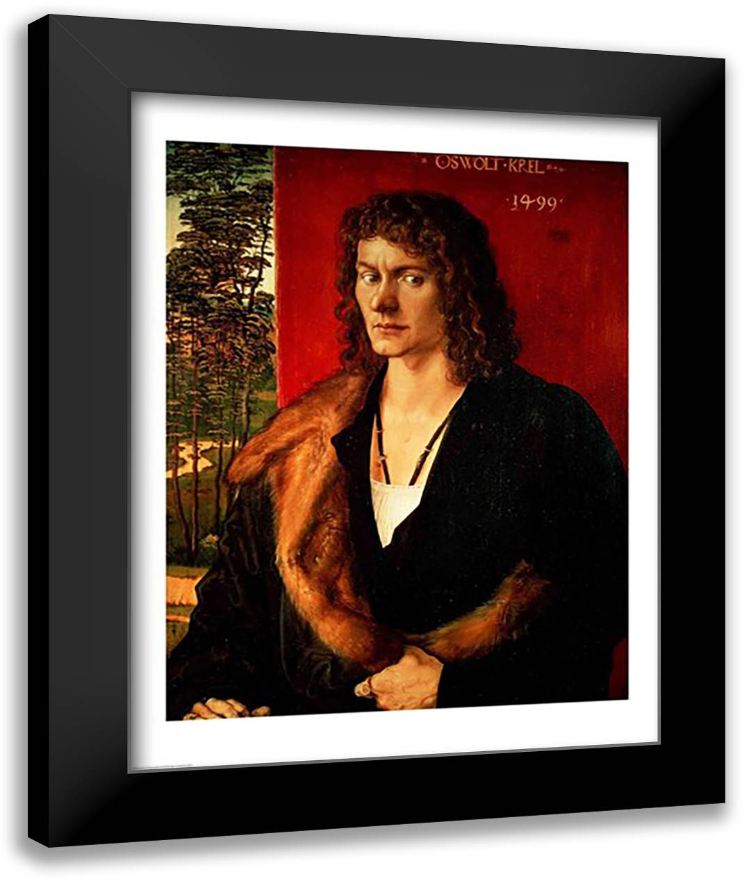 Portrait of Oswolt Krel, 1499 22x28 Black Modern Wood Framed Art Print Poster by Durer, Albrecht