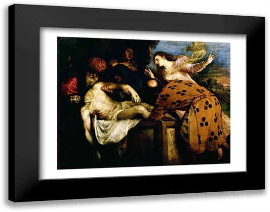 The Entombment of Christ 28x22 Black Modern Wood Framed Art Print Poster by Titian