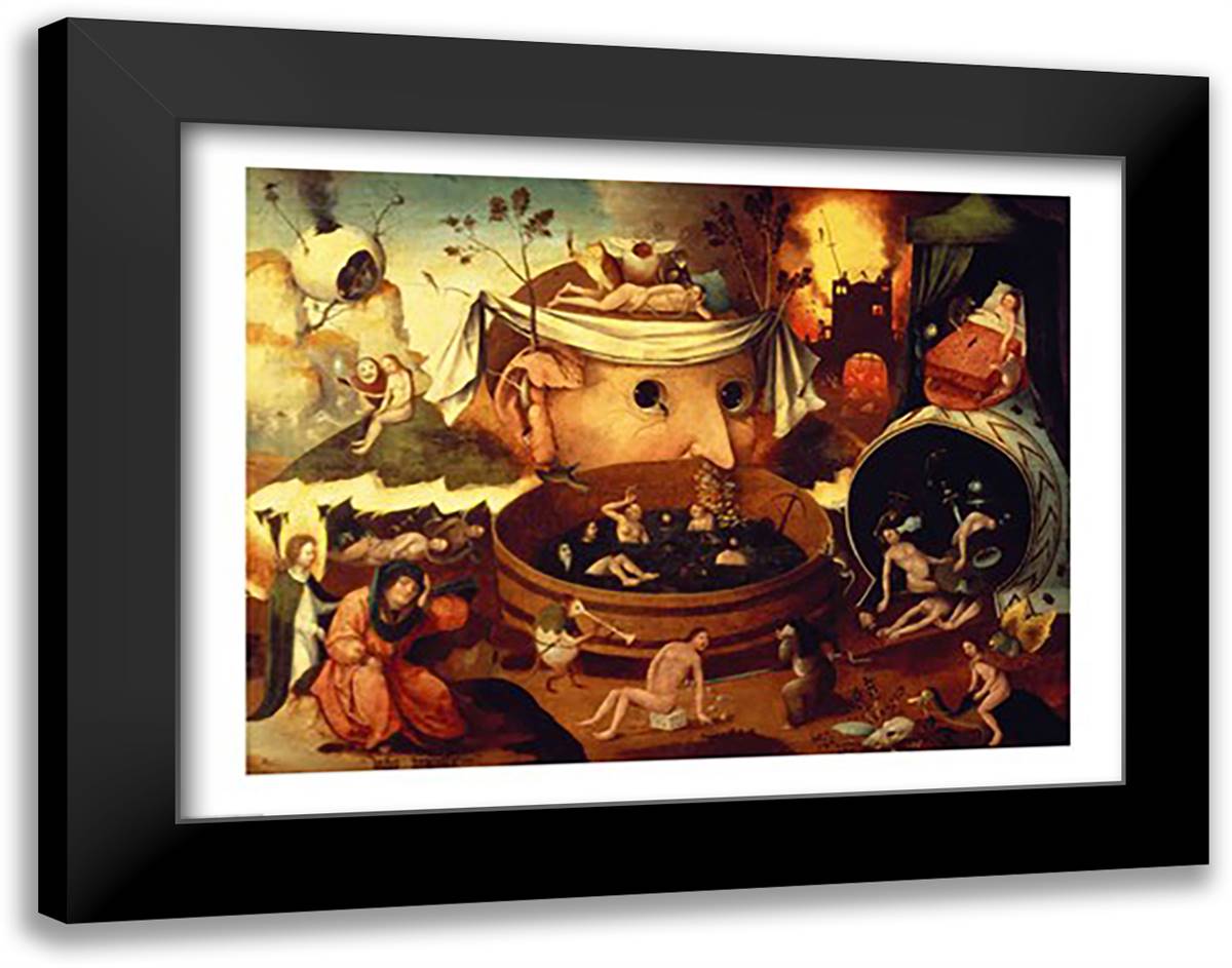 Tondal's Vision 28x22 Black Modern Wood Framed Art Print Poster by Bosch, Hieronymus