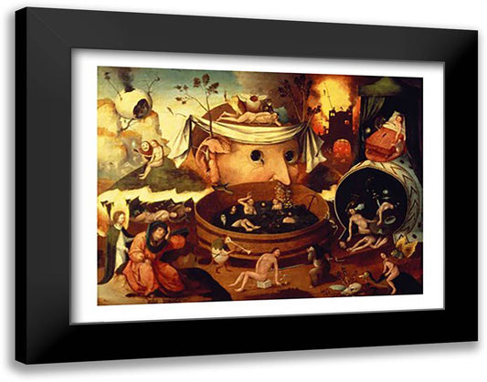 Tondal's Vision 28x22 Black Modern Wood Framed Art Print Poster by Bosch, Hieronymus