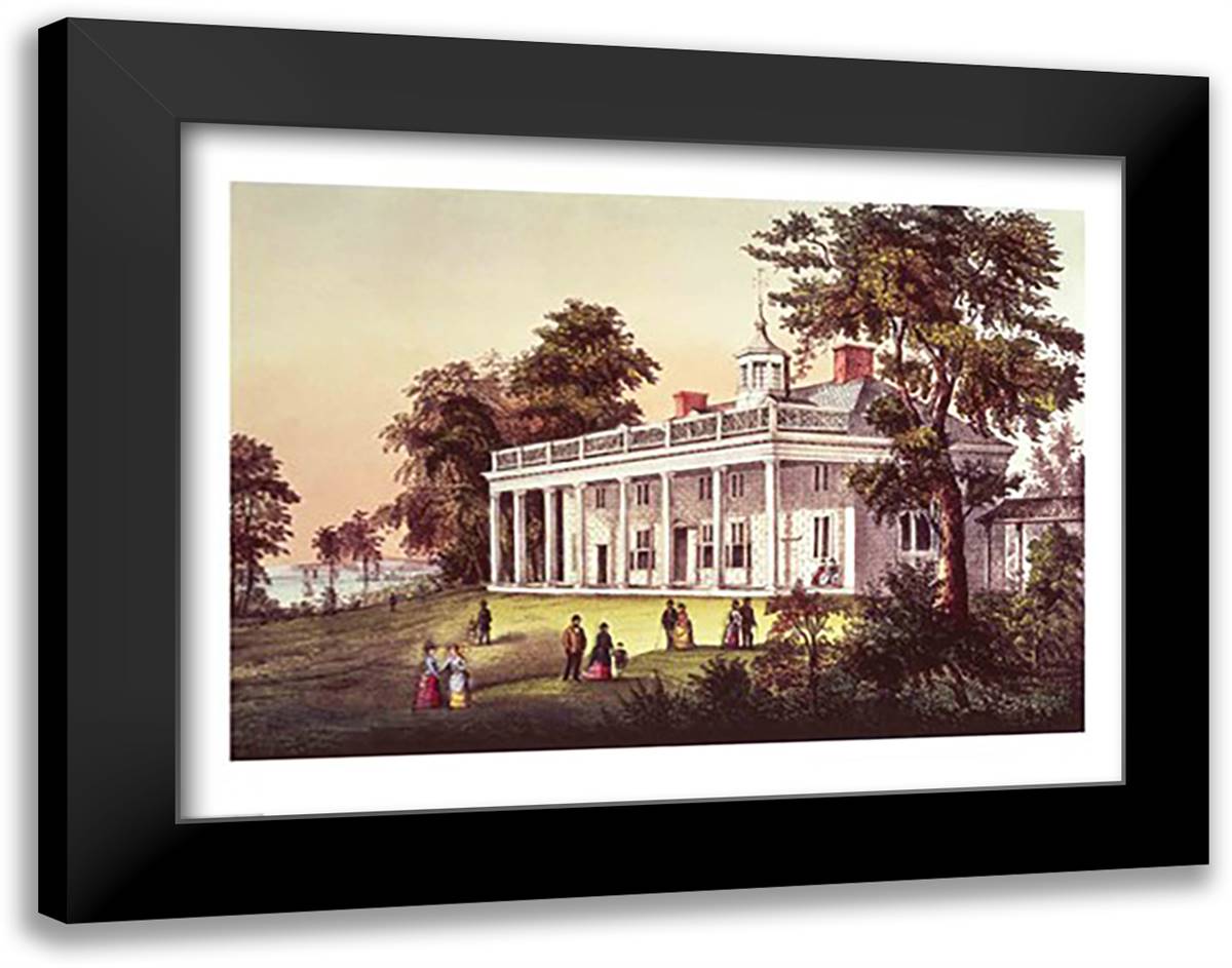 Washington's Home, Mount Vernon, Virginia 28x22 Black Modern Wood Framed Art Print Poster