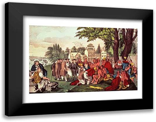 William Penn's Treaty with the Indians 28x22 Black Modern Wood Framed Art Print Poster