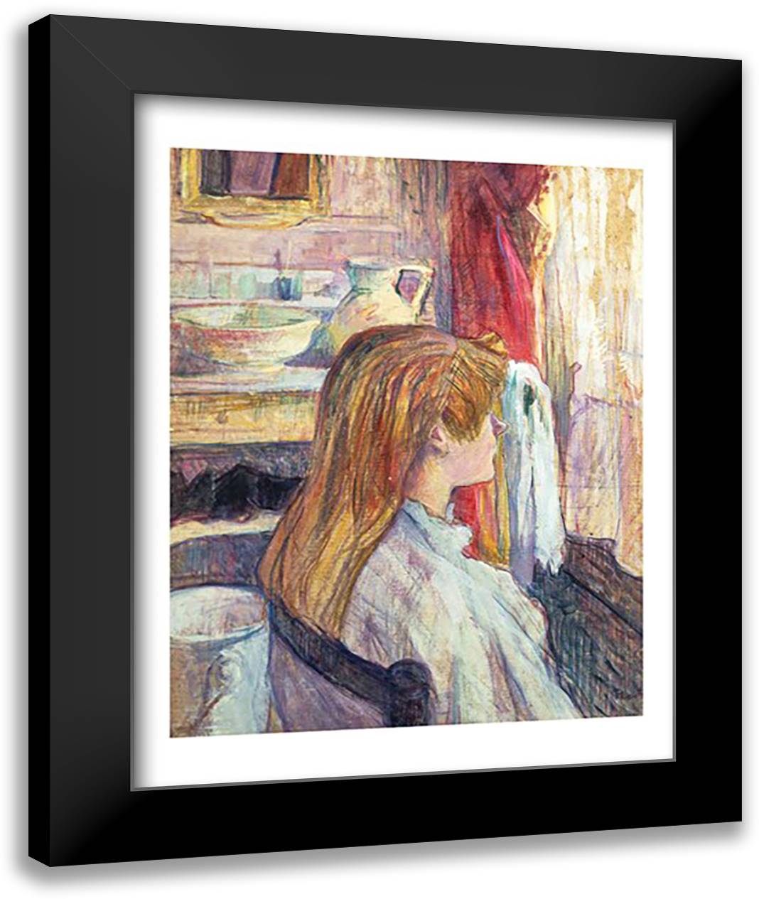 Woman at the Window, 1893 22x28 Black Modern Wood Framed Art Print Poster by Toulouse-Lautrec, Henri de