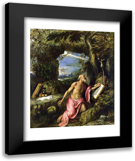 St. Jerome 22x28 Black Modern Wood Framed Art Print Poster by Titian