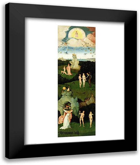 The Haywain: left wing of the triptych depicting the Garden of Eden, c.1500 22x28 Black Modern Wood Framed Art Print Poster by Bosch, Hieronymus