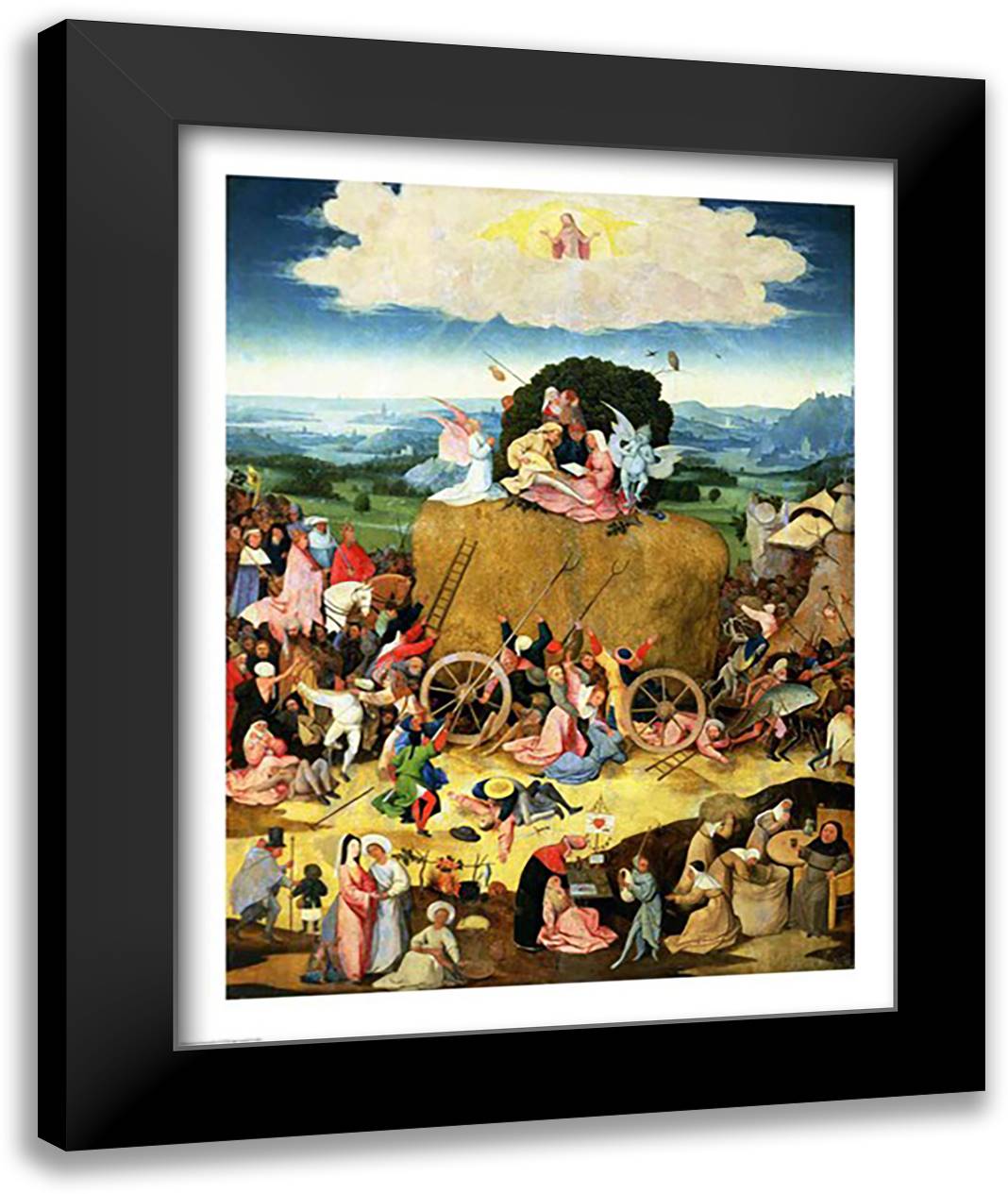 The Haywain: central panel of the triptych, c.1500 22x28 Black Modern Wood Framed Art Print Poster by Bosch, Hieronymus