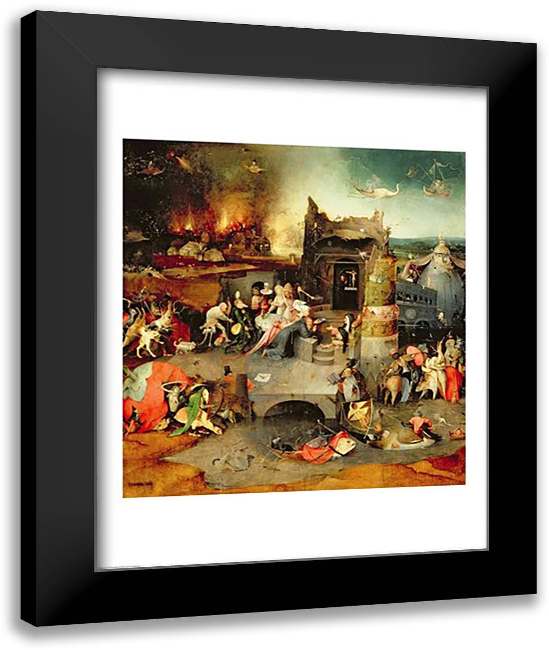 Temptation of St. Anthony 22x28 Black Modern Wood Framed Art Print Poster by Bosch, Hieronymus