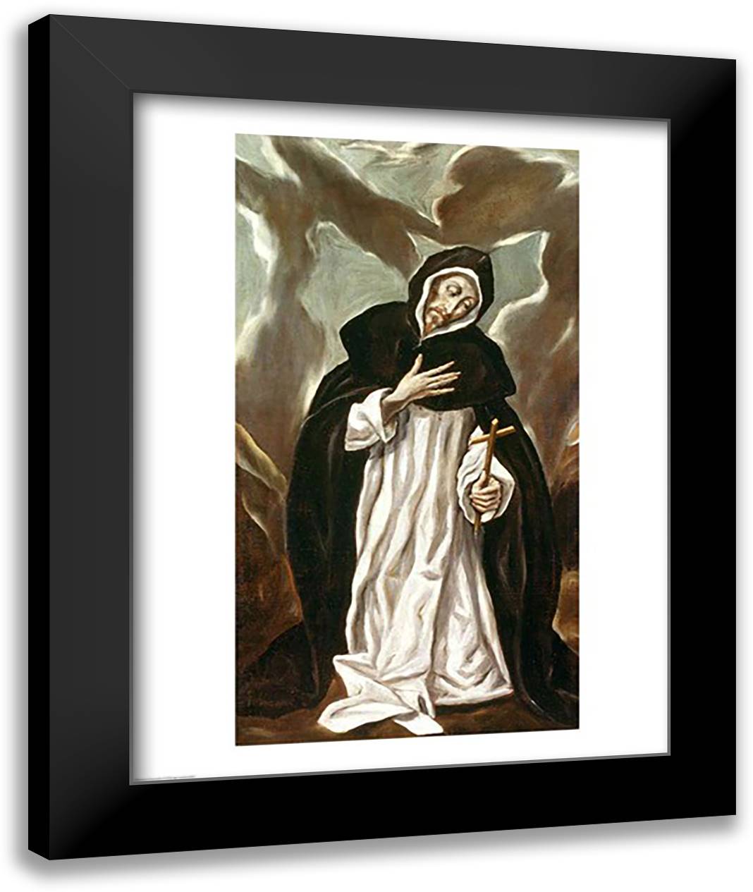 St.Dominic of Guzman 22x28 Black Modern Wood Framed Art Print Poster by El Greco