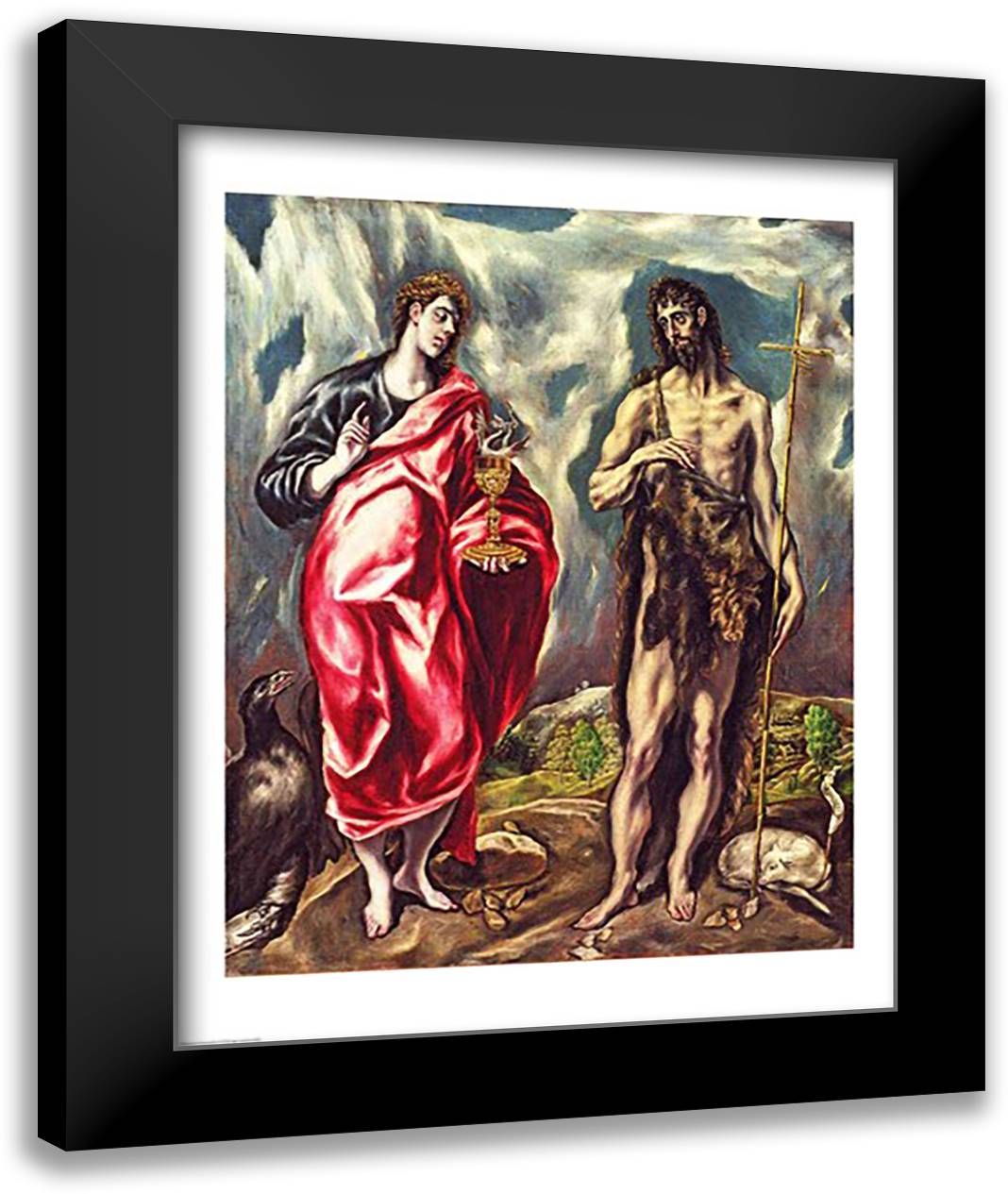 St John the Evangelist and St. John the Baptist 22x28 Black Modern Wood Framed Art Print Poster by El Greco