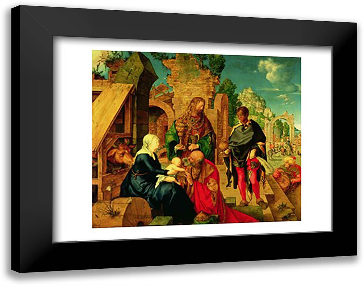 Adoration of the Magi, 1504 28x22 Black Modern Wood Framed Art Print Poster by Durer, Albrecht