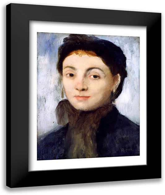Portrait of Josephine Gaujelin, 1867 22x28 Black Modern Wood Framed Art Print Poster by Degas, Edgar