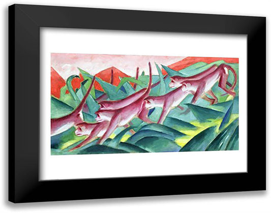 Monkey Frieze, 1911 28x22 Black Modern Wood Framed Art Print Poster by Marc, Franz