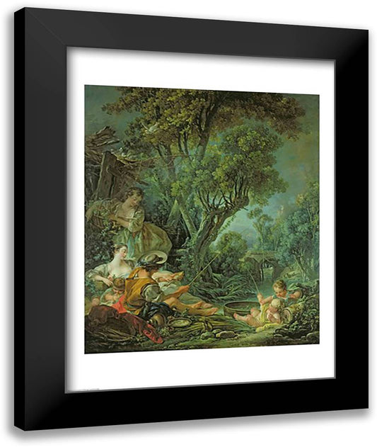 The Angler, 1759 22x28 Black Modern Wood Framed Art Print Poster by Boucher, Francois