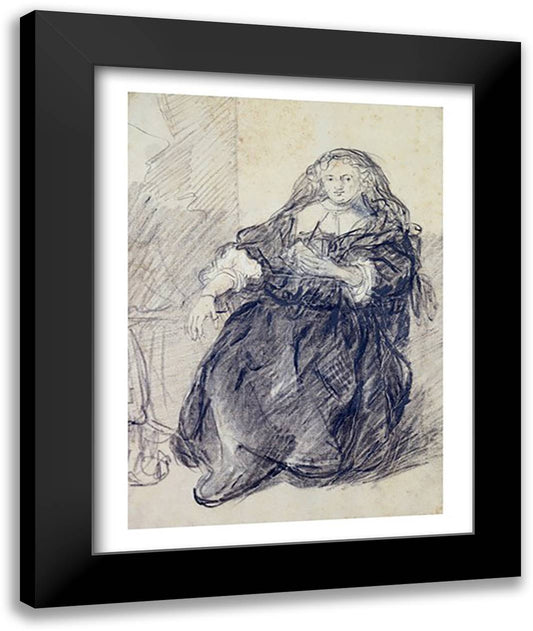 Seated Saskia with a letter in her left hand 22x28 Black Modern Wood Framed Art Print Poster by Rembrandt