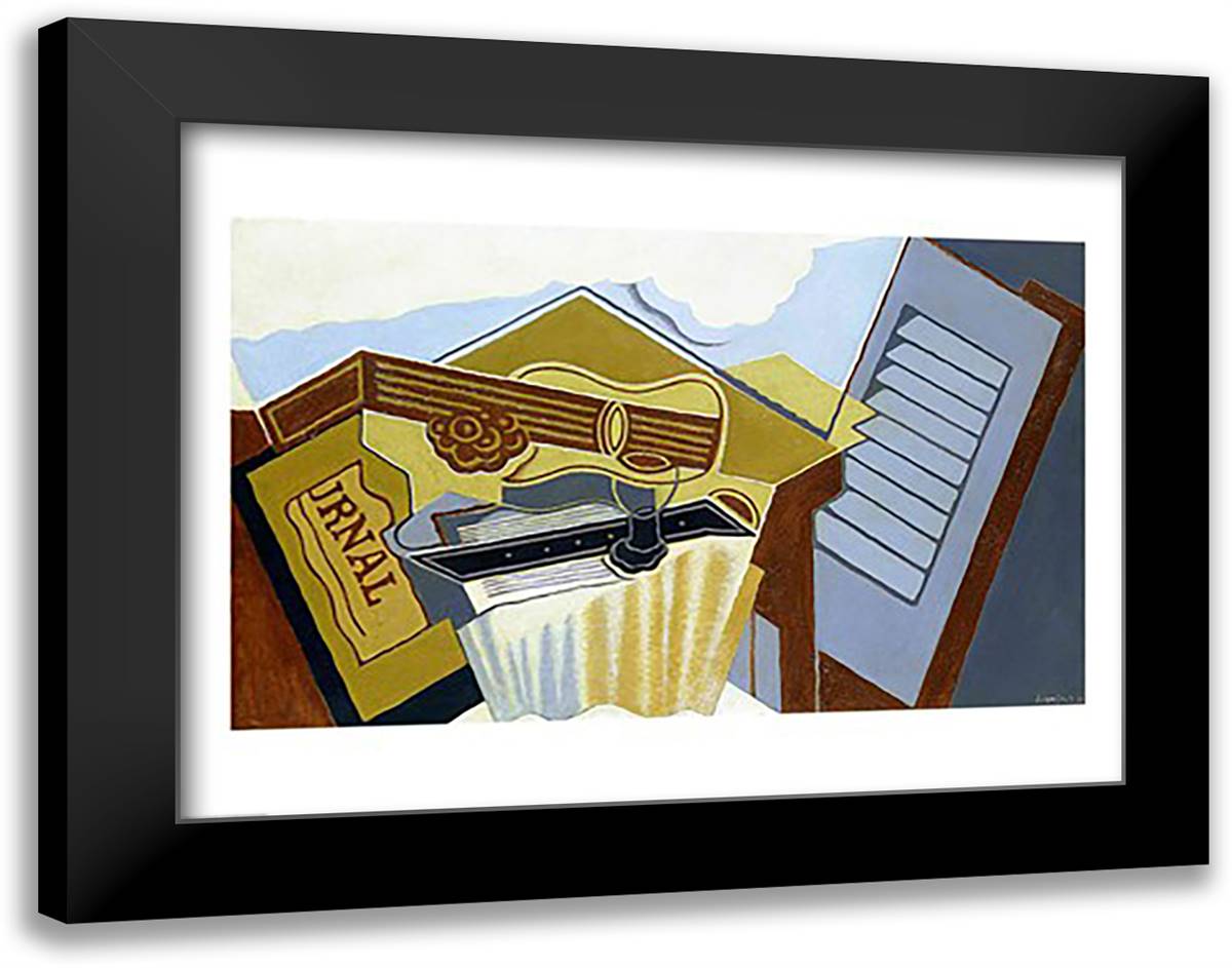 Still Life with a White Cloud 28x22 Black Modern Wood Framed Art Print Poster by Gris, Juan