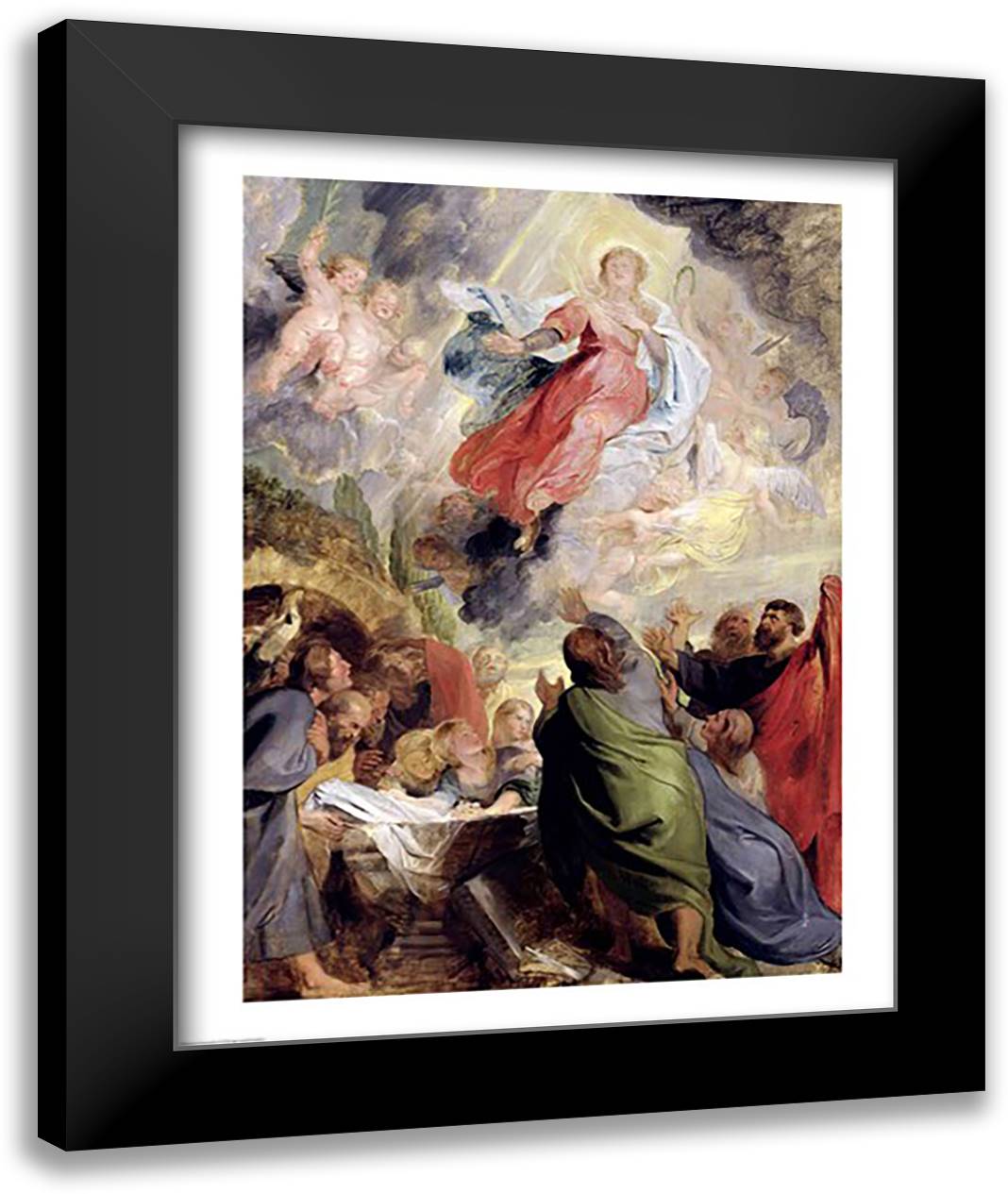 The Assumption of the Virgin Mary 22x28 Black Modern Wood Framed Art Print Poster by Rubens, Peter Paul