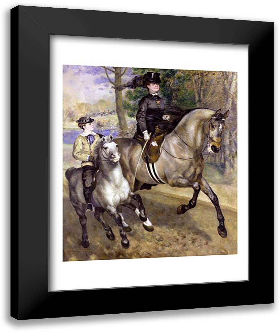 Horsewoman in the Bois de Boulogne, 1873 22x28 Black Modern Wood Framed Art Print Poster by Renoir, Pierre-Auguste