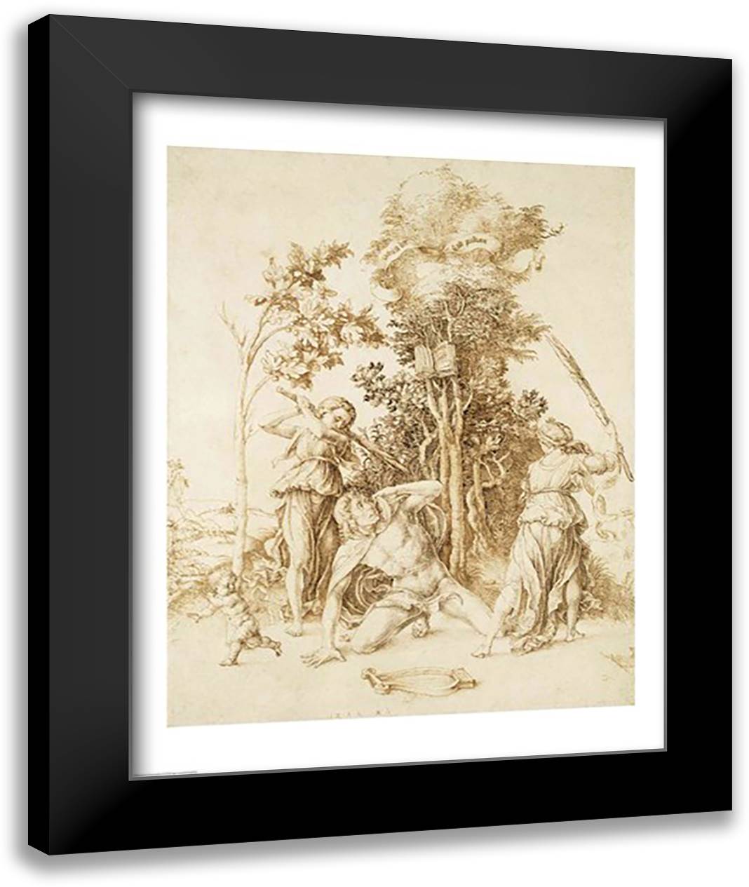 The Death of Orpheus, 1494 22x28 Black Modern Wood Framed Art Print Poster by Durer, Albrecht