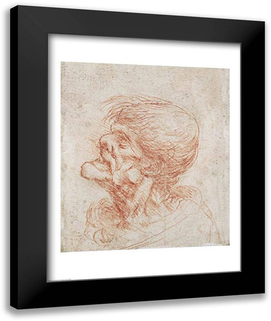 Caricature Head Study of an Old Man 22x28 Black Modern Wood Framed Art Print Poster by da Vinci, Leonardo