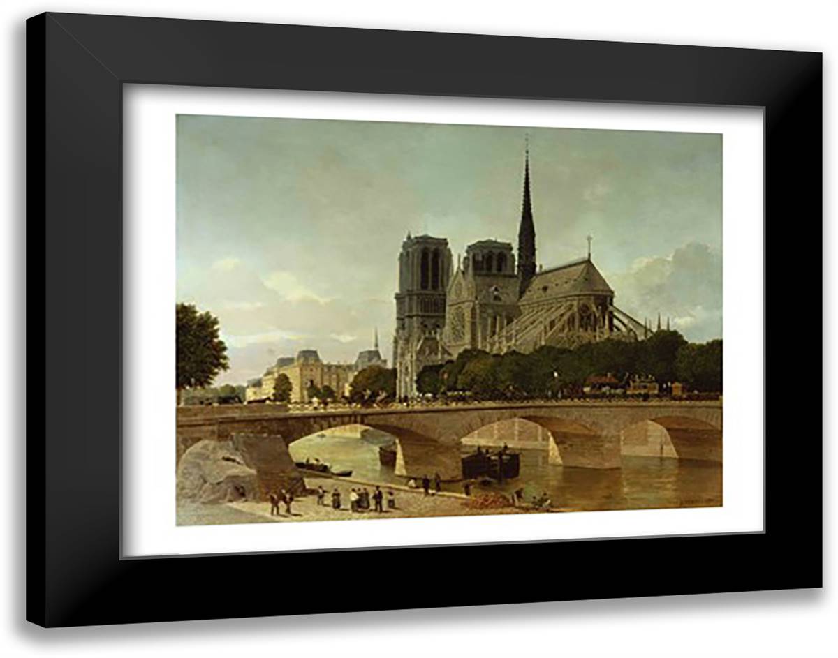 Notre Dame, Paris, 1884 28x22 Black Modern Wood Framed Art Print Poster by Benoist, P.H.