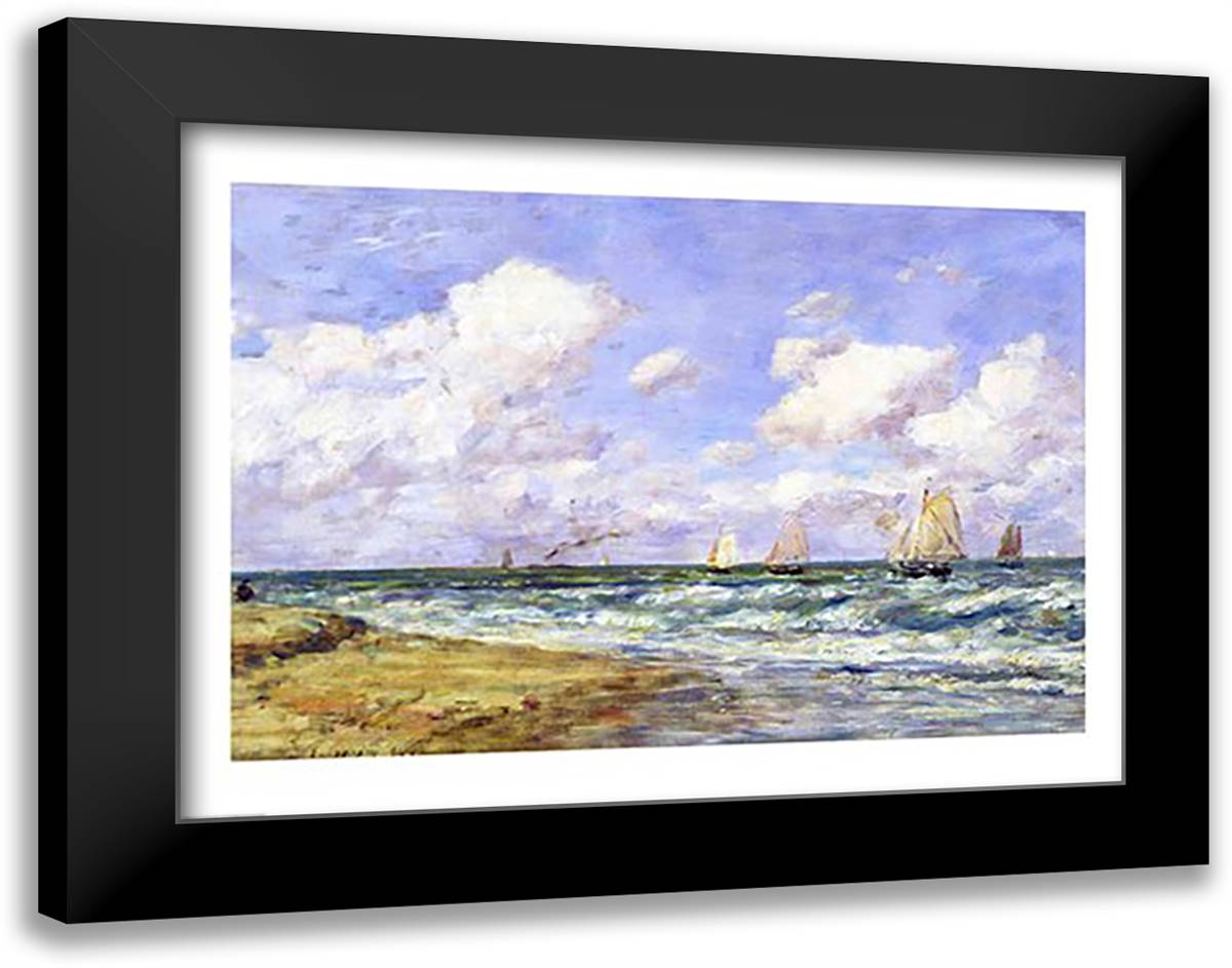 Marine scene, 1894 28x22 Black Modern Wood Framed Art Print Poster by Boudin, Eugene Louis