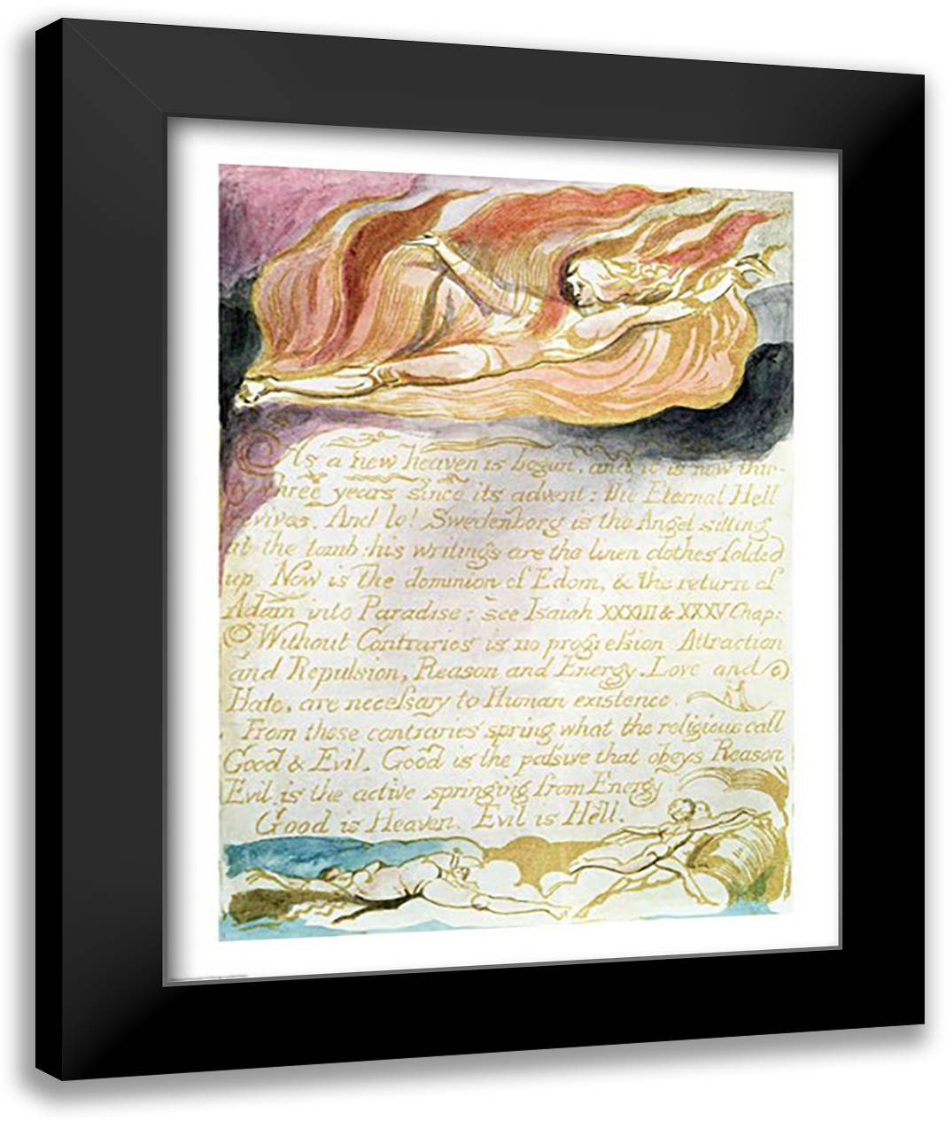 The Marriage of Heaven and Hell; ""As a new heaven is begun"", c.1790 22x28 Black Modern Wood Framed Art Print Poster by Blake, William